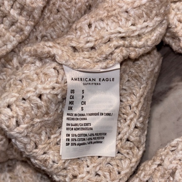 American Eagle Cream knit Cardigan Sweater v neck Cabin boho button up Small - Picture 8 of 8